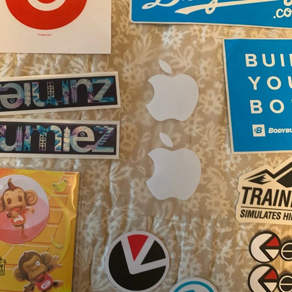 Assorted Brand Logo Sticker Pack - White, Blue, Black, Green, Orange